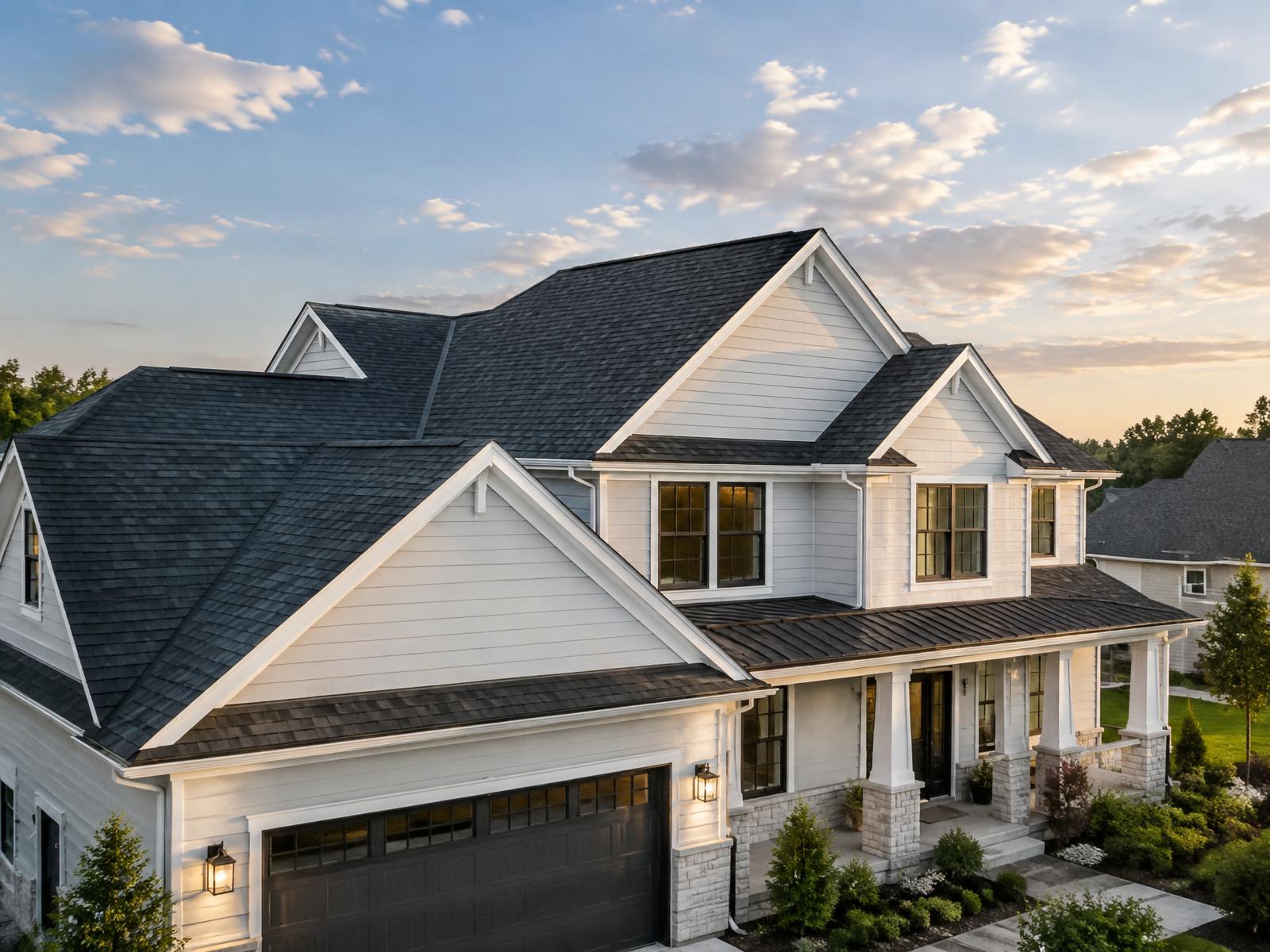 Newly installed architectural shingle roof on a Kansas City home